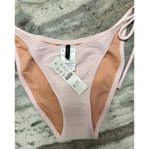 J Crew Bikini Bottoms Womens Small Ribbed Cheeky String Pink Beachy Swimsuit - Picture 3 of 5